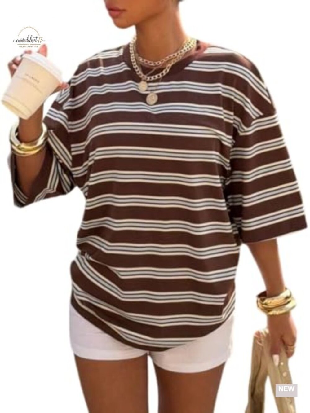Striped Oversized T-Shirt Half Sleeve Vintage Tee Loose Fit Streetwear